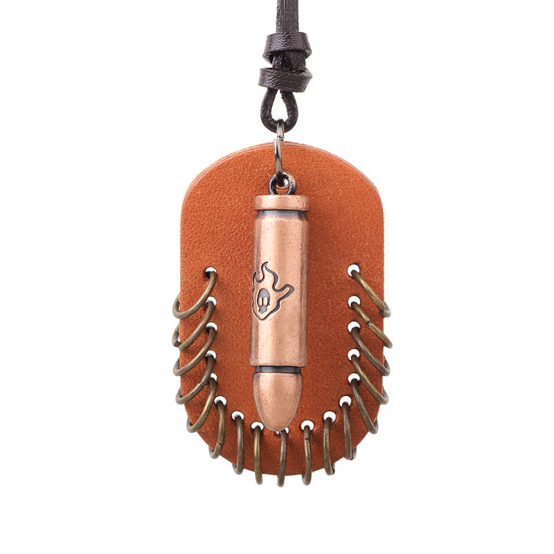 Bullet Flame Skull Necklace | Trend Accessories | Premium Versatile Leather Rope