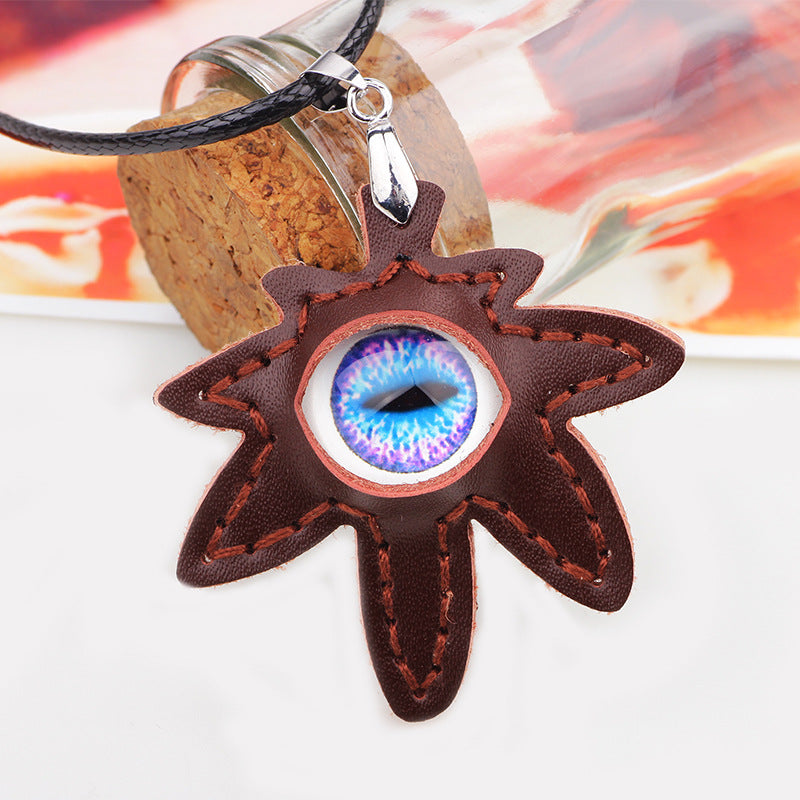 Celtic Eye Maple Leaf Totem Wax Rope Necklace | Exclusive for Men | Mysterious Protection