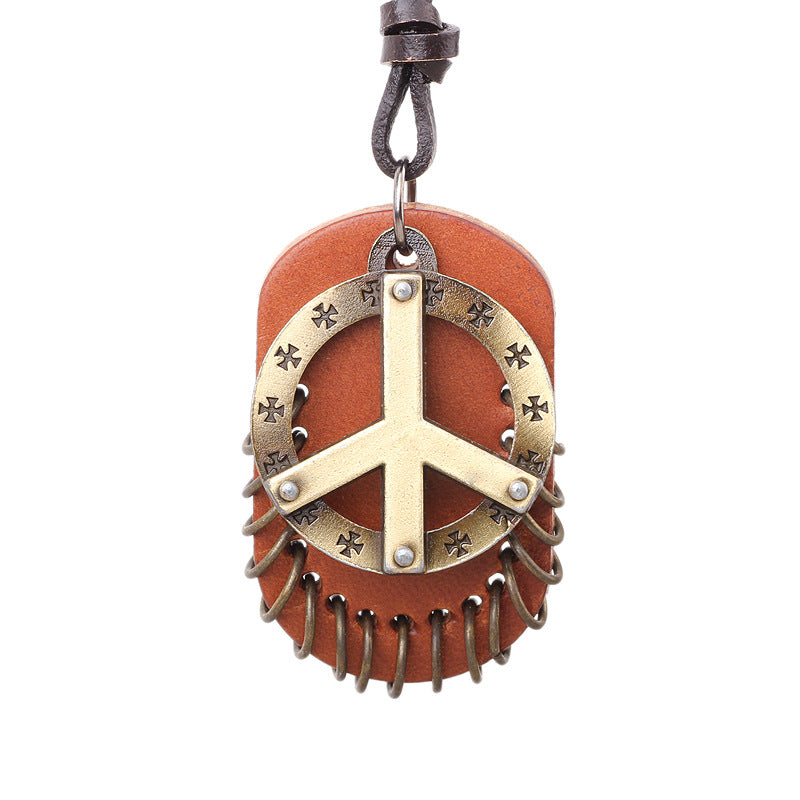 Leather Necklaces | Metal Bronze | Flat Symbols | Healing Jewelry