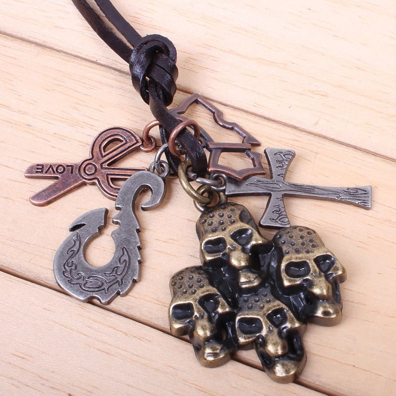 Indian Vintage Skull Men's Pendant Necklace | European and American Style | Healing Body Protection