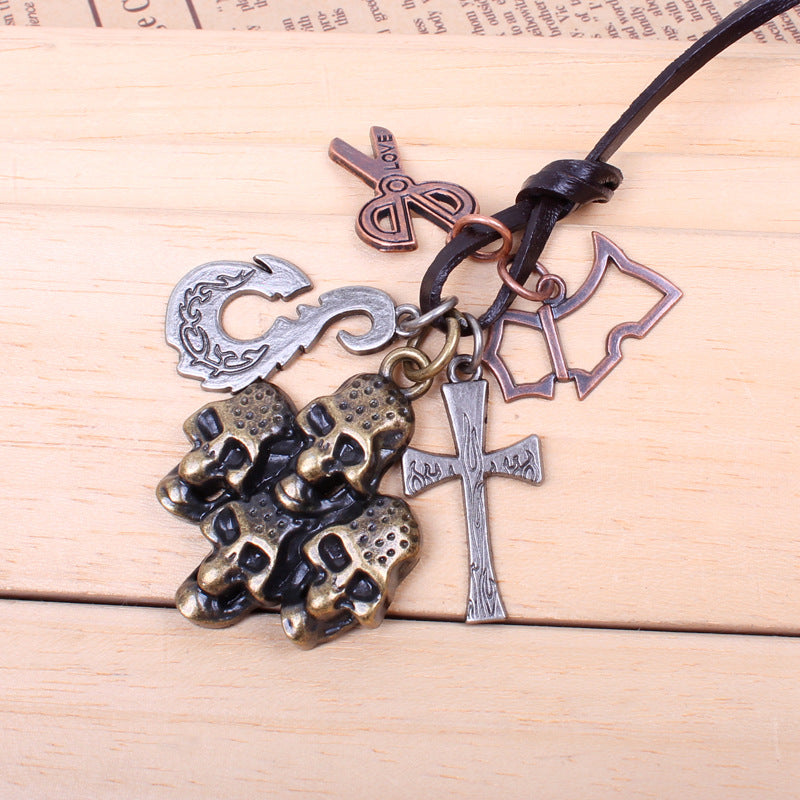 Indian Vintage Skull Men's Pendant Necklace | European and American Style | Healing Body Protection