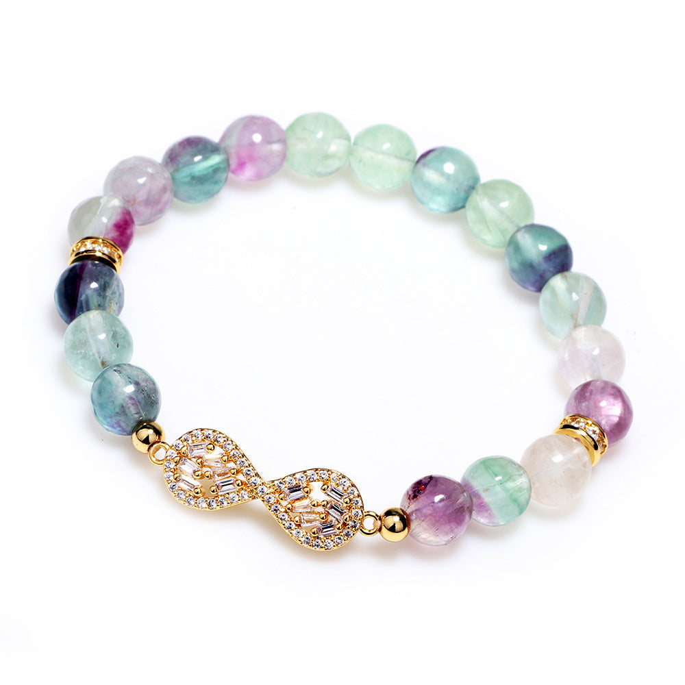 Sweet Guardian Fluorite Crystal with Zircon Bracelet | For BFFs | Luxurious Energy Adornment