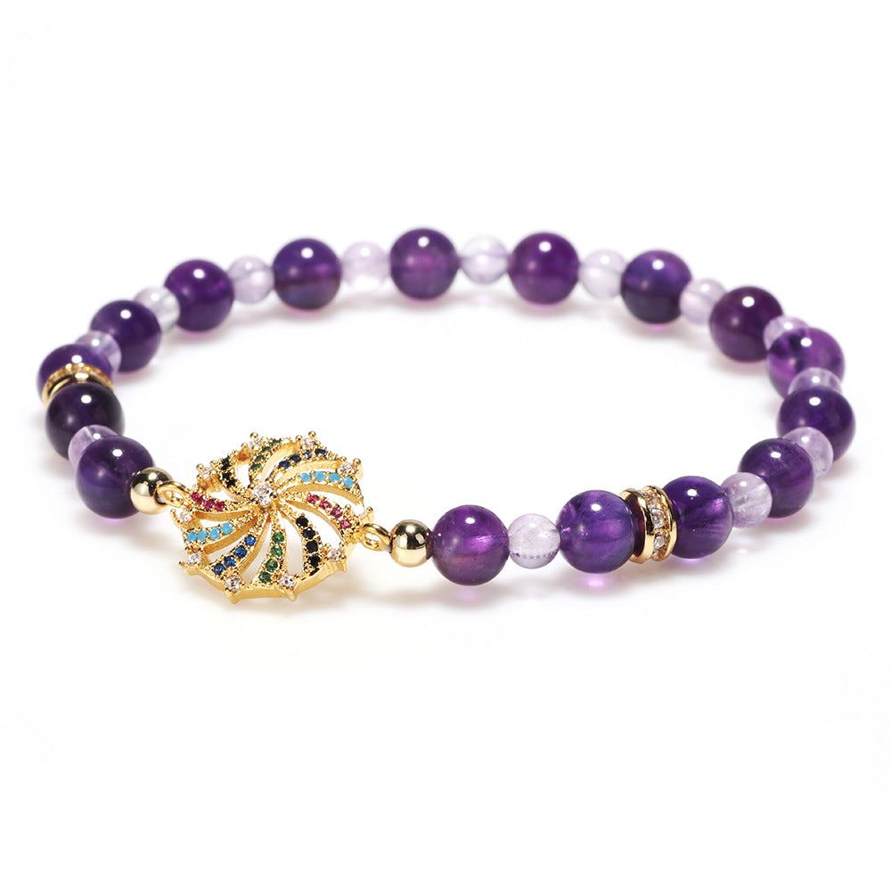 Gemini Guardian Amethyst Seven-color Diamond-set Bracelet - Festival Exclusive Lucky Energy Chain