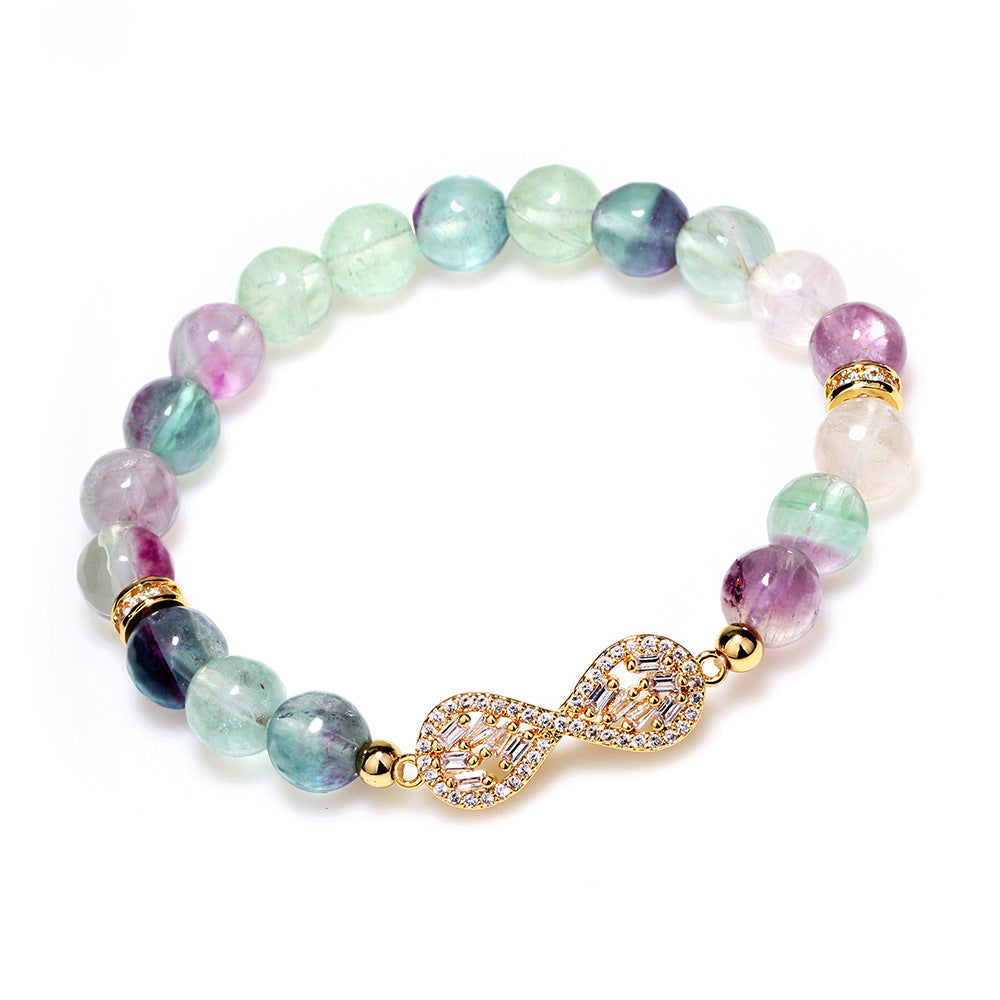 Sweet Guardian Fluorite Crystal with Zircon Bracelet | For BFFs | Luxurious Energy Adornment