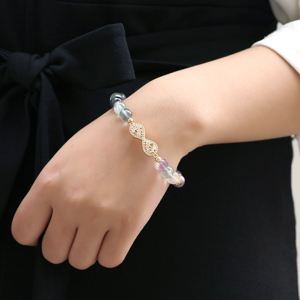 Sweet Guardian Fluorite Crystal with Zircon Bracelet | For BFFs | Luxurious Energy Adornment