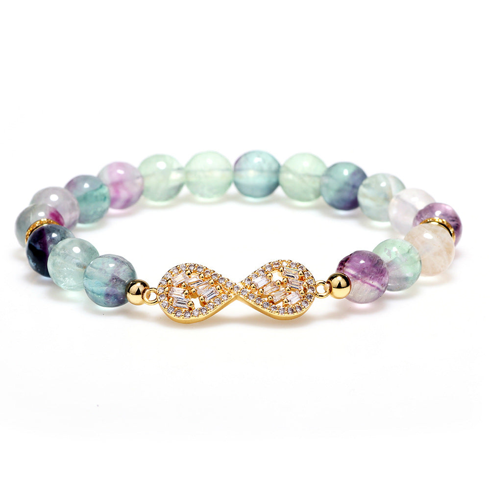 Sweet Guardian Fluorite Crystal with Zircon Bracelet | For BFFs | Luxurious Energy Adornment