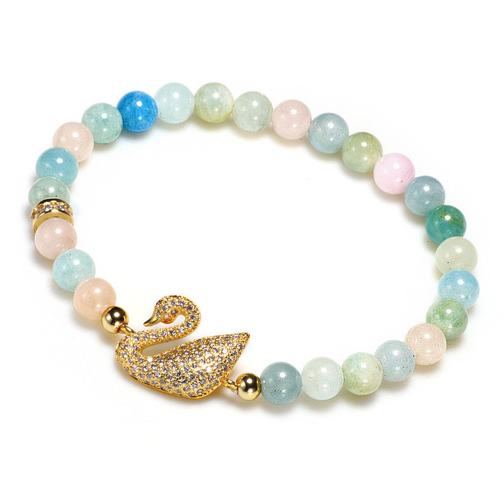 Love Healing · Natural Colorful Morganite Crystal Bracelet | Swan Shape | Bestie's Energy Protection