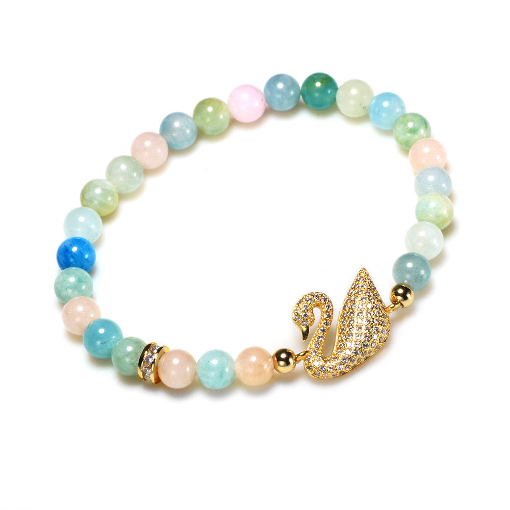 Love Healing · Natural Colorful Morganite Crystal Bracelet | Swan Shape | Bestie's Energy Protection