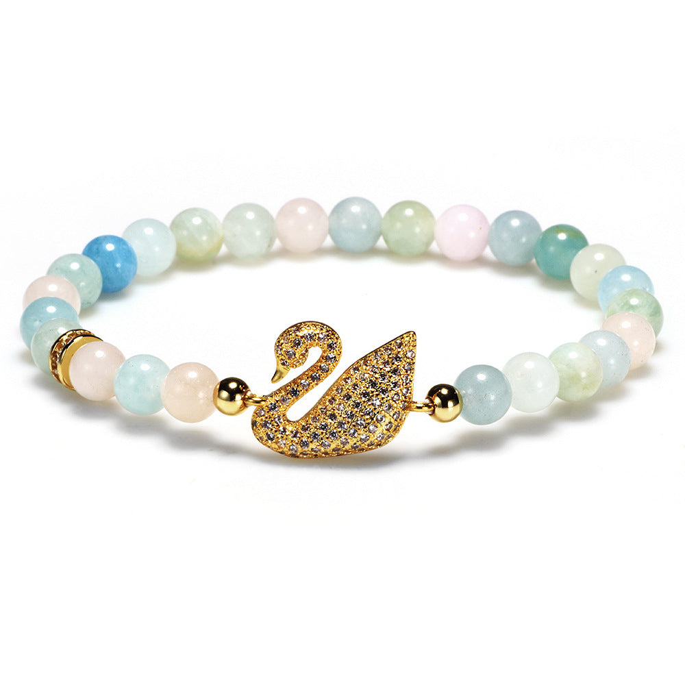 Love Healing · Natural Colorful Morganite Crystal Bracelet | Swan Shape | Bestie's Energy Protection