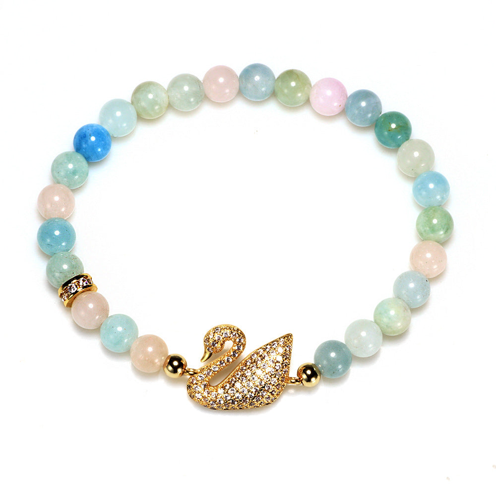 Love Healing · Natural Colorful Morganite Crystal Bracelet | Swan Shape | Bestie's Energy Protection