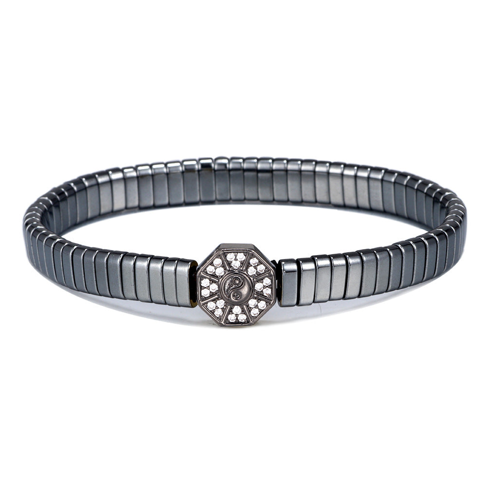 Taiji Yin-Yang-Paararmband mit Metallperlen | Wächter des Gleichgewichts | Energie-Accessoire im chinesischen Stil 