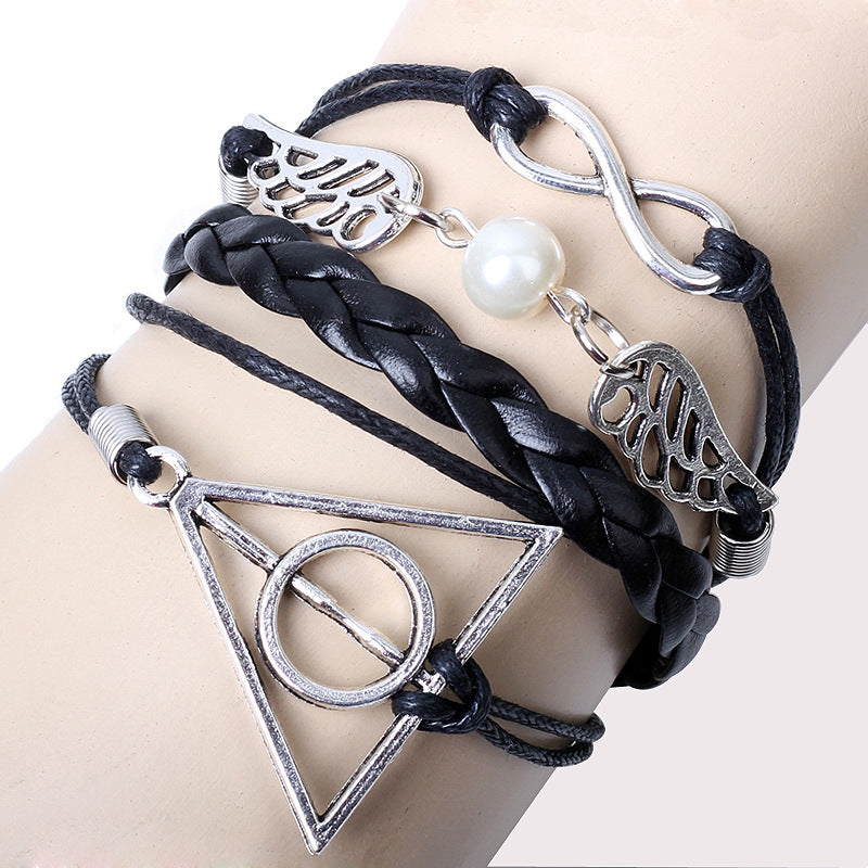 Angel Wings Handwoven Leather Bracelet | Infinity Symbol Versatile Jewelry