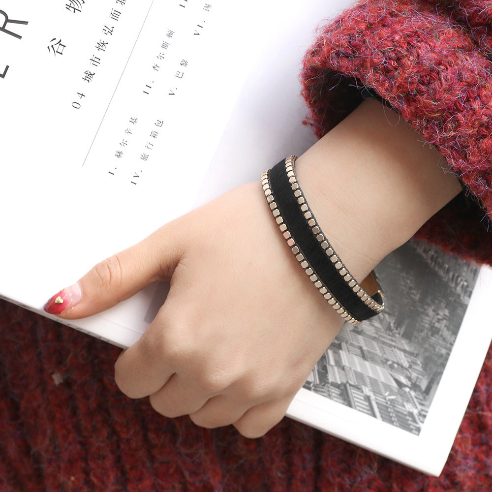 Flexible Horsehair Energy Chain | Genuine Leather Horsehair Magnetic Clasp Bracelet | Simple and Versatile with Star Style