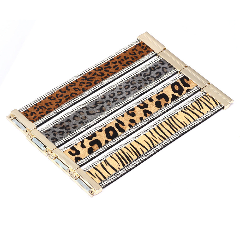 Korean Trend Leopard Print Totem Horsehair Magnetic Button Bracelet | Fashionable and Versatile | Personalized Choice