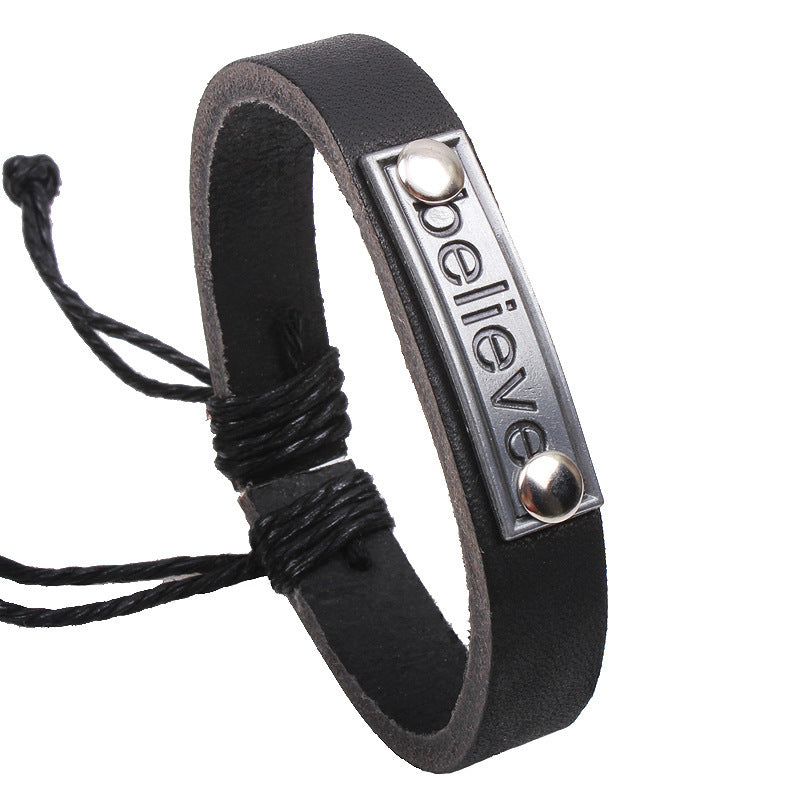 Believe Echtes Rindsleder Weben Vintage Leder Weiches Armband | Dehnbar | Energiestein | Heilende Kleidung