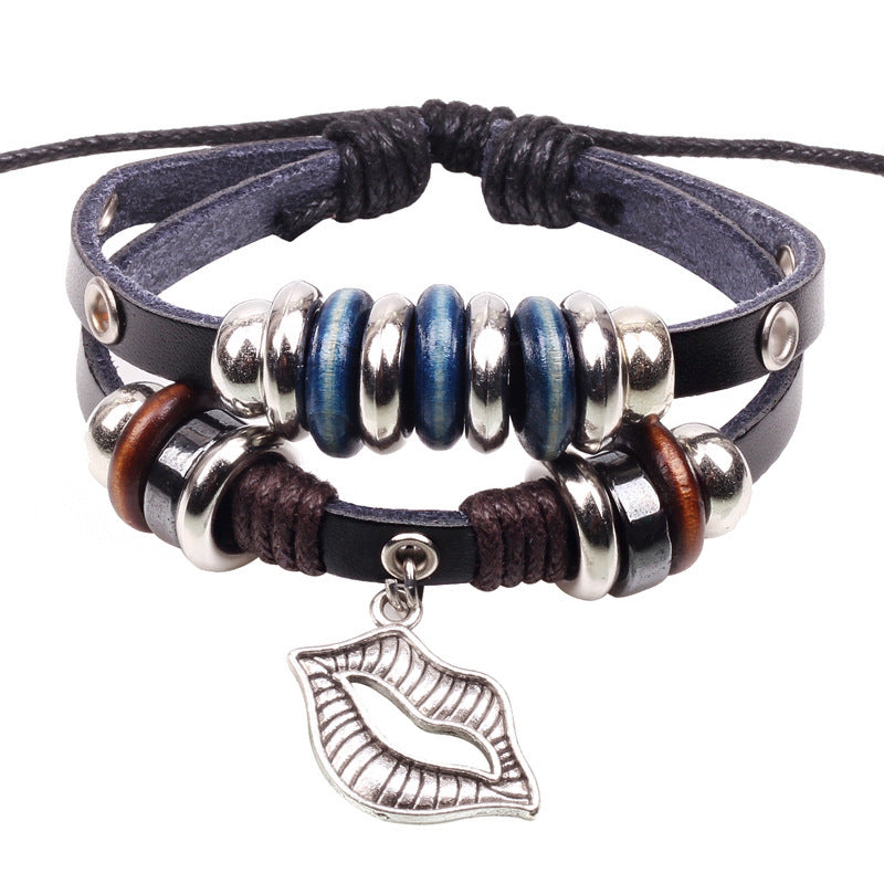 Metal mouth shape fashion bracelet personalized facial features metal accessories beaded exaggerated bracelet