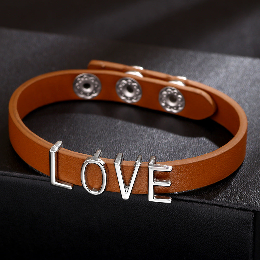 Love Symbol PU Soft Leather Alloy Bracelet | Exclusive for Students | Protection and Companionship