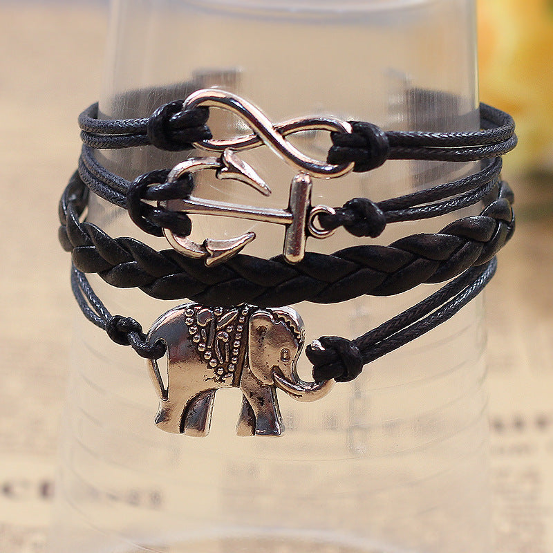 Handgewebtes Armband mit Anker-Elefant | Hochwertiger, vielseitiger Schmuck 