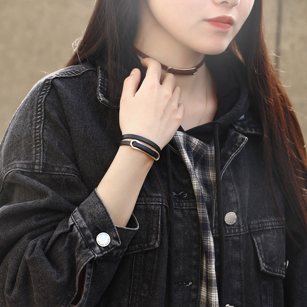 Spiritual Alloy PU Leather T - buckle | Energy Conversion | Multi - scene Adaptable Dual - use Bracelet and Necklace