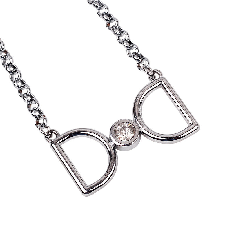 White Diamond Electroplated D Letter Pendant Necklace | Fashion Personality | High Sense