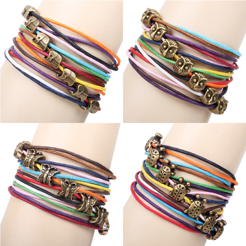 Mind purification multi-wax rope bracelet | Colorful wax rope amulet set