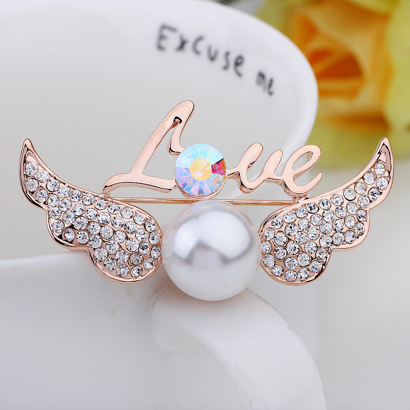 Stylish Simple Rose Gold Love Metal Wings Brooch | Love Guardian | Jewelry