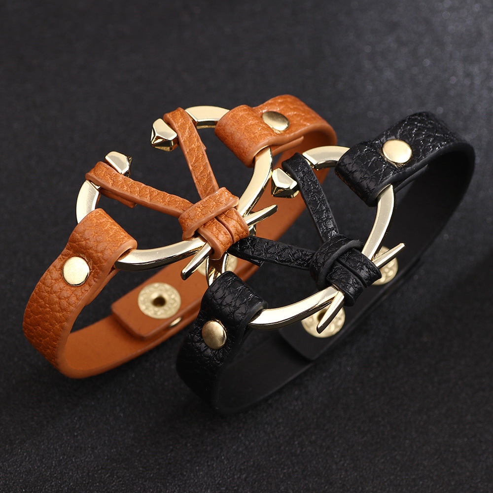 Youth Mark PU Leather Alloy Bracelet | Campus Style & Fresh Style | Fashion Decoration