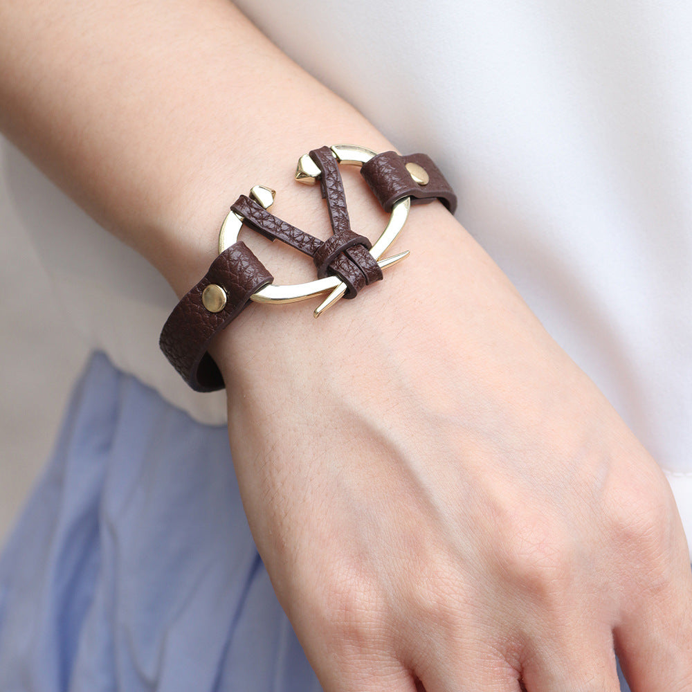 Youth Mark PU Leather Alloy Bracelet | Campus Style & Fresh Style | Fashion Decoration
