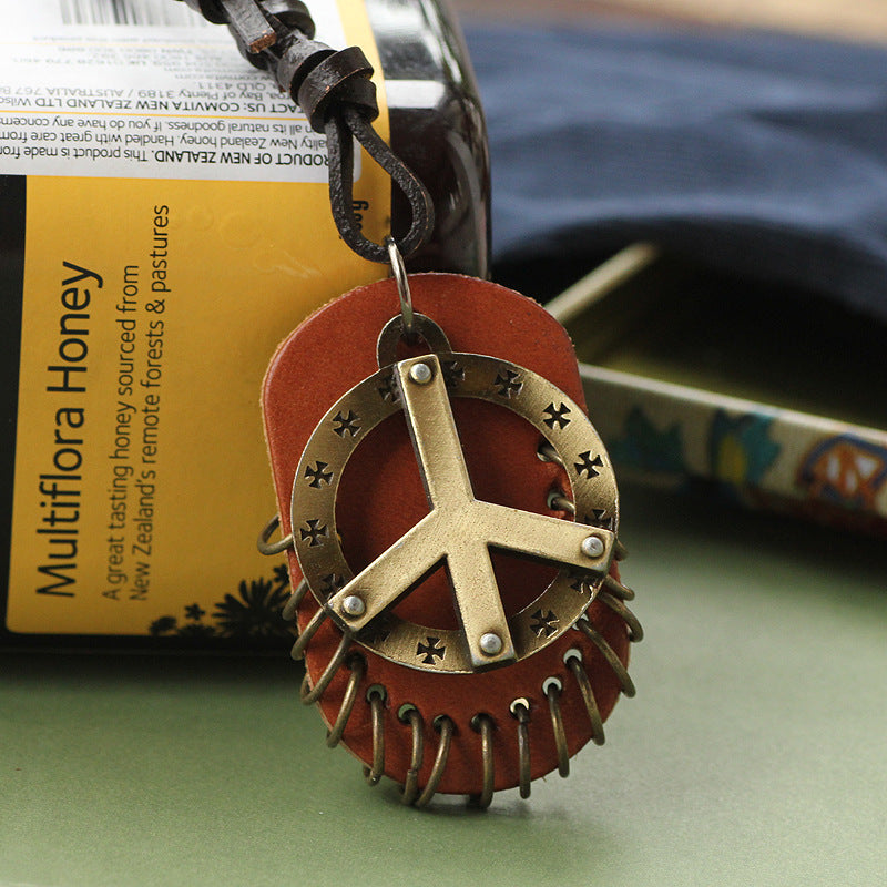 Leather Necklaces | Metal Bronze | Flat Symbols | Healing Jewelry