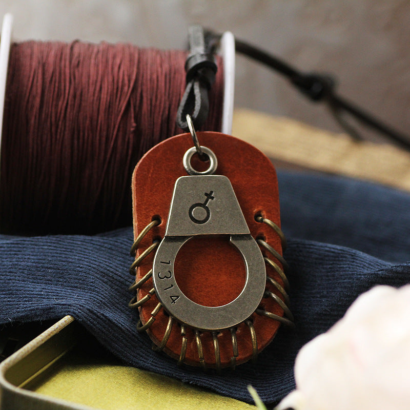 Lettering Lifetime Couple Pendant Leather Necklace | Romantic Long Chain