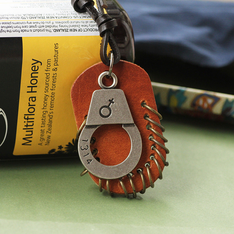Lettering Lifetime Couple Pendant Leather Necklace | Romantic Long Chain