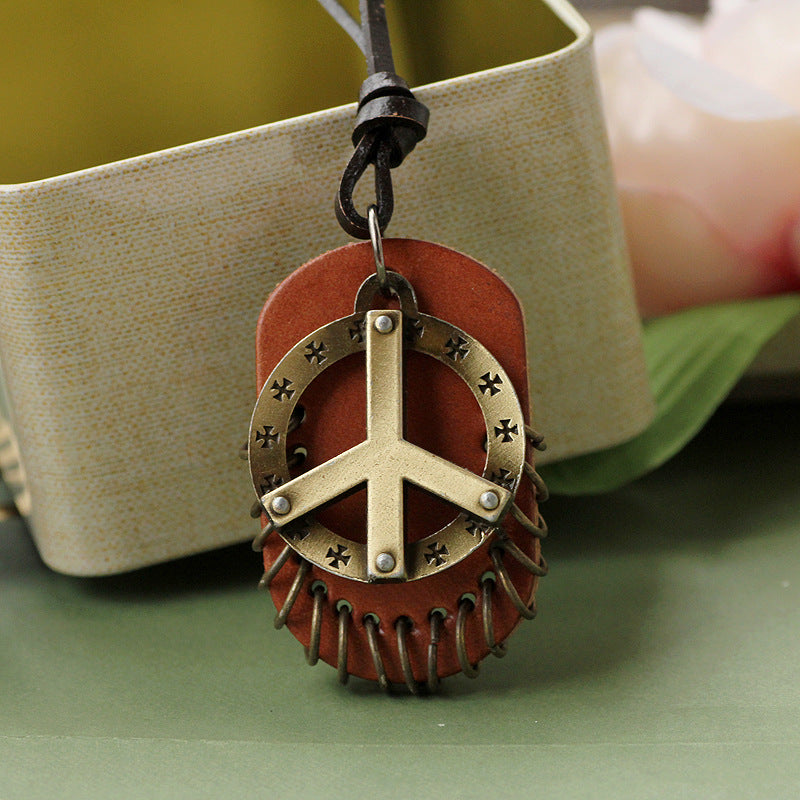 Lederhalsketten | Metallbronze | Flache Symbole | Heilschmuck