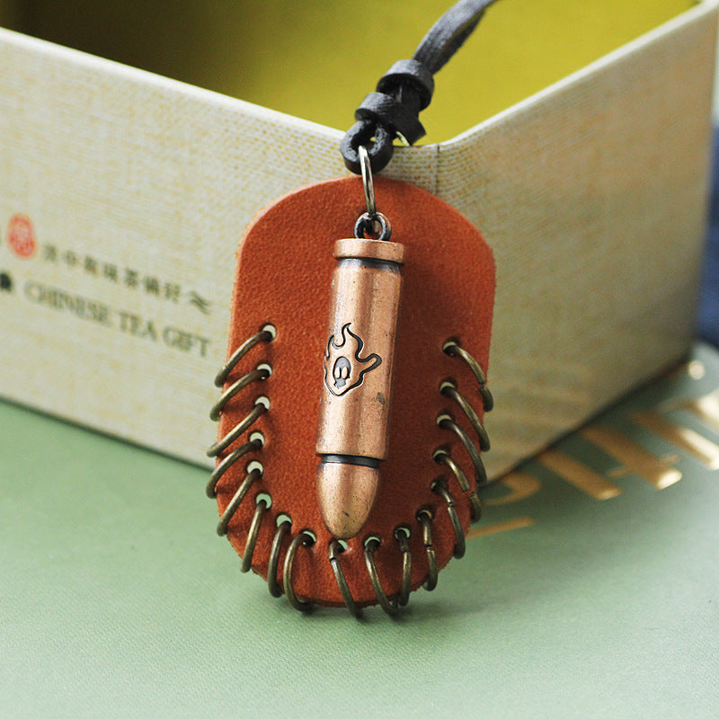 Bullet Flame Skull Necklace | Trend Accessories | Premium Versatile Leather Rope