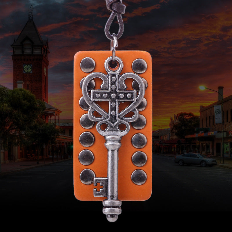 Nordic Rune Metal Cowhide Key Necklace | Personalized Showcase | Fashion Accessories