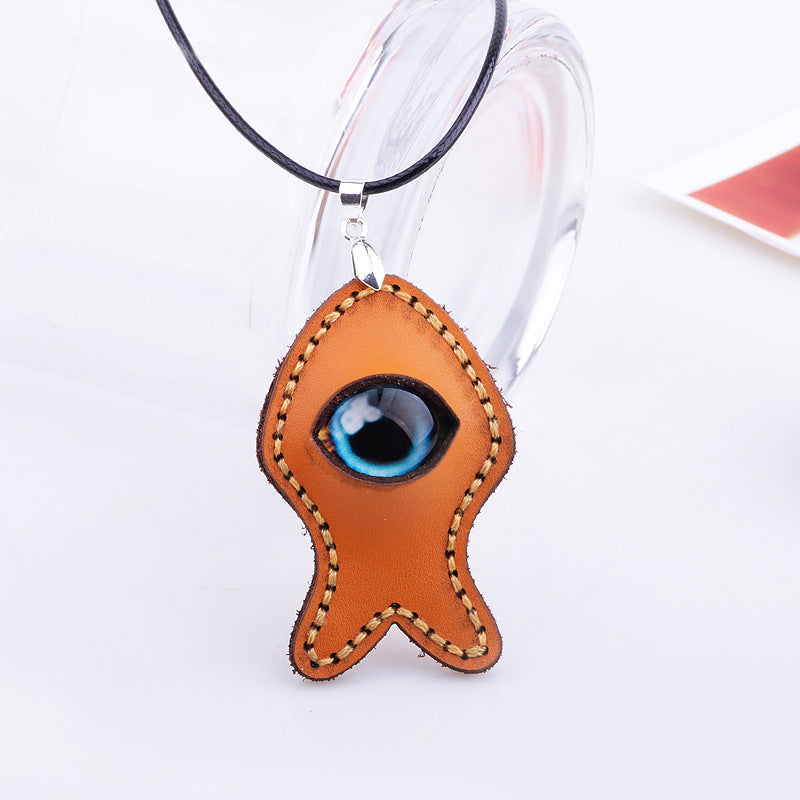 Egyptian Evil Eye Handmade Cowhide Wax Rope Tropical Style Love Guardian Necklace