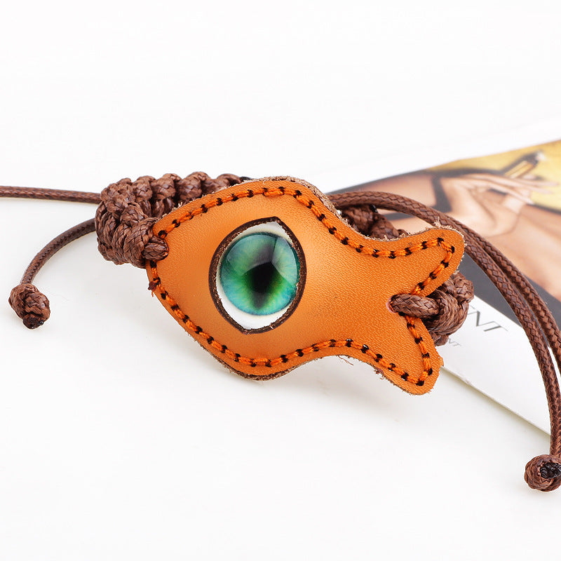 Hawaiian Mysterious Fish - Eye Talisman Cowhide Woven Bracelet | Love and Wealth Guardian Wristband