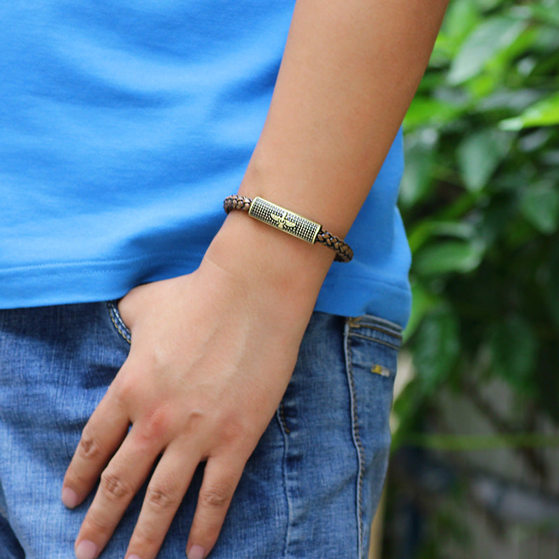 Eagle - flying Imagination Wheat - colored Braided Guardian Bracelet | Energy Protection