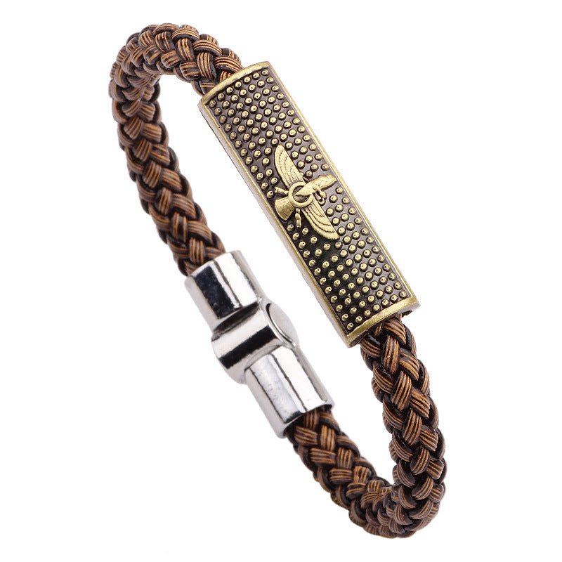 Eagle - flying Imagination Wheat - colored Braided Guardian Bracelet | Energy Protection