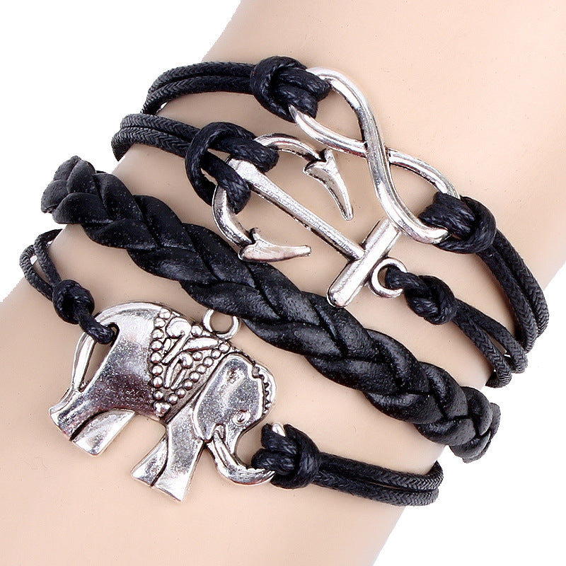 Handgewebtes Armband mit Anker-Elefant | Hochwertiger, vielseitiger Schmuck 