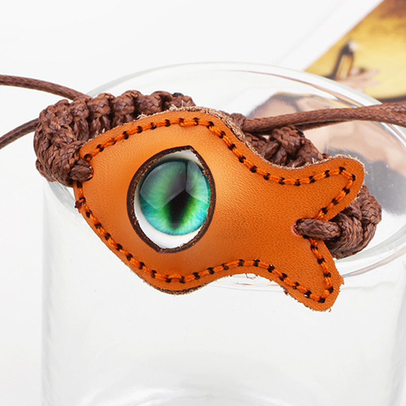 Hawaiian Mysterious Fish - Eye Talisman Cowhide Woven Bracelet | Love and Wealth Guardian Wristband