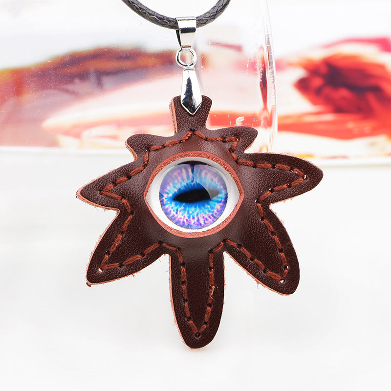 Celtic Eye Maple Leaf Totem Wax Rope Necklace | Exclusive for Men | Mysterious Protection