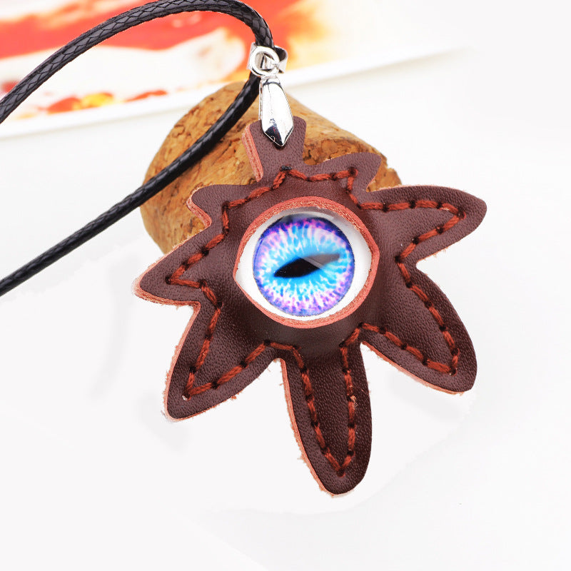 Celtic Eye Maple Leaf Totem Wax Rope Necklace | Exclusive for Men | Mysterious Protection