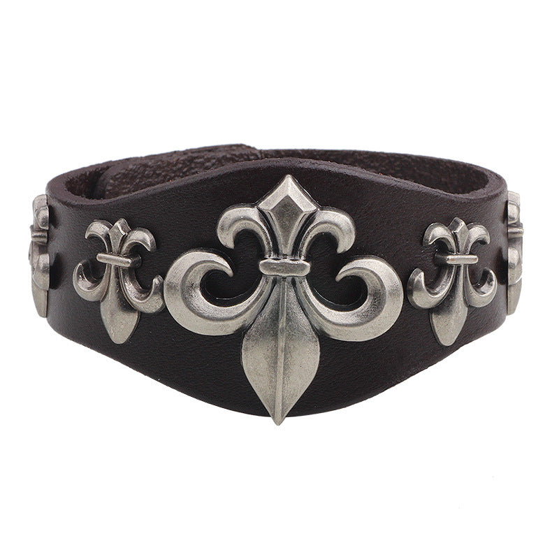 Paris Punk Mark | Genuine Leather Rivet Alloy Bracelet | Cool Accessories for Men