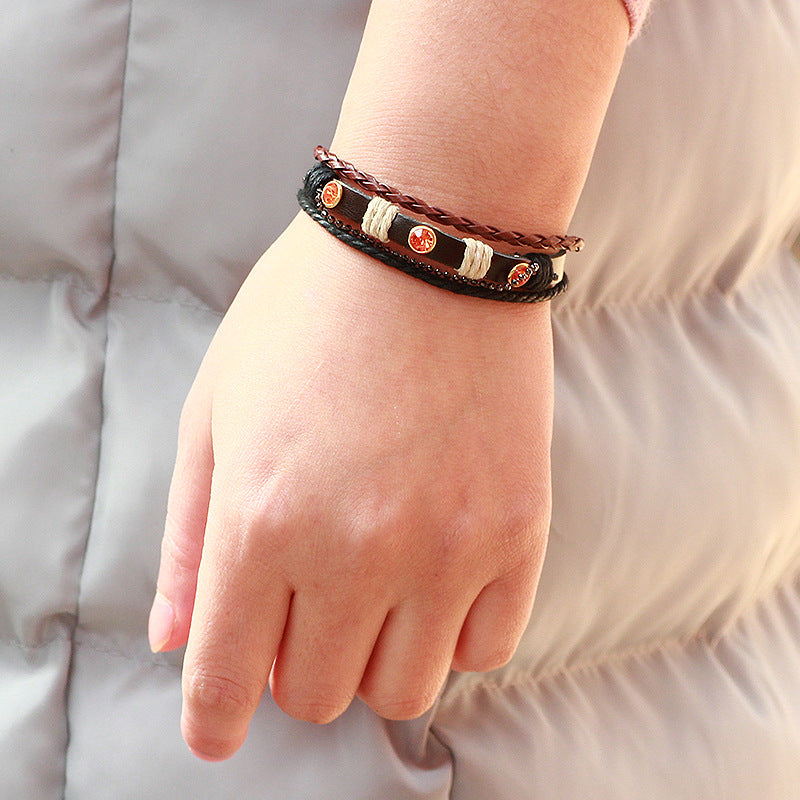 Spiritual Weaving Genuine Leather Diamond - inlaid Bracelet | Simple Style | Daily Versatile