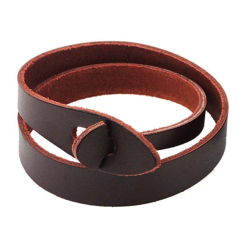 Nordic Rune Genuine Cowhide Double - loop Twisted Retro - distressed Personalized Women's Leather Bracelet