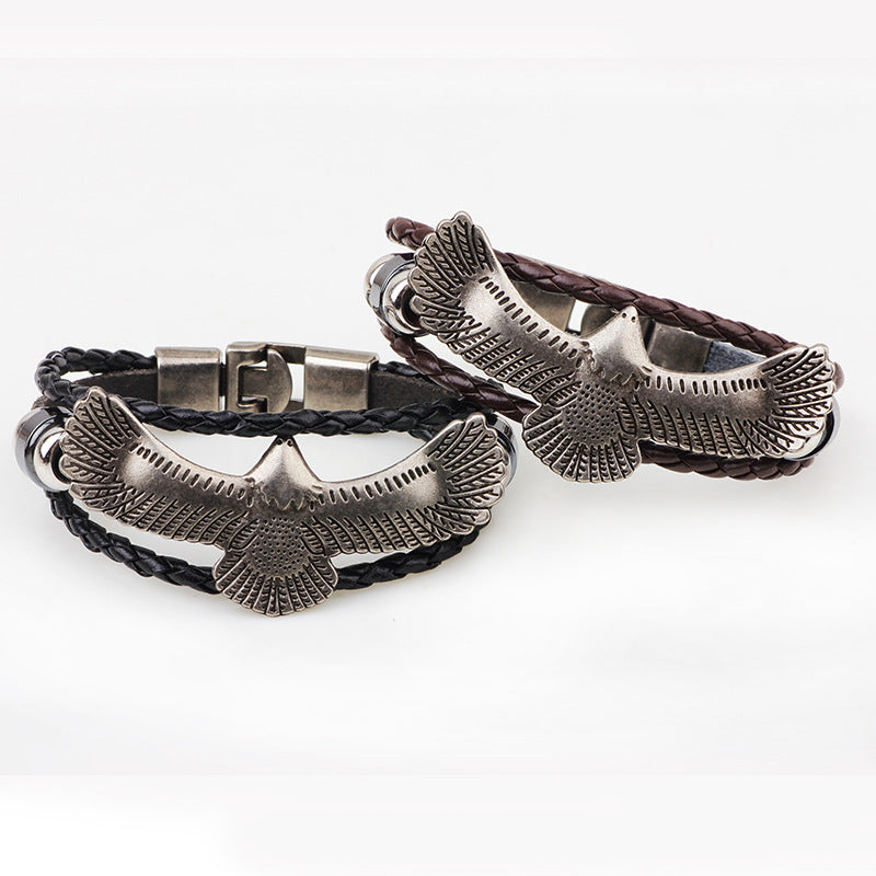 Nordic Eagle Spirit Alloy Woven Men's Bracelet | Power Protection