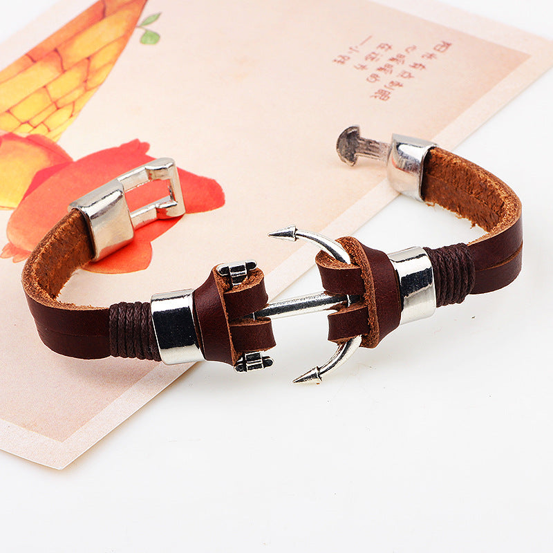 Voyage - guarding Spirit Metal Anchor Retro Cowhide Bracelet | Amulet | Energy Guidance
