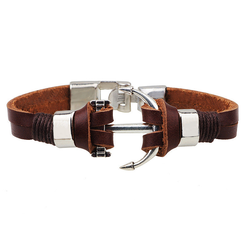 Voyage - guarding Spirit Metal Anchor Retro Cowhide Bracelet | Amulet | Energy Guidance