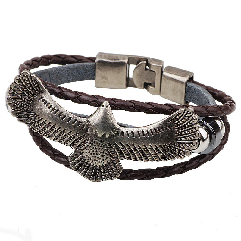 Nordic Eagle Spirit Alloy Woven Men's Bracelet | Power Protection