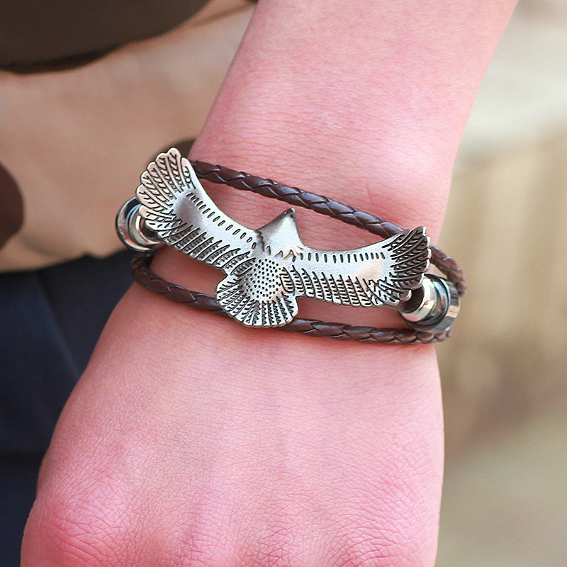 Nordic Eagle Spirit Alloy Woven Men's Bracelet | Power Protection